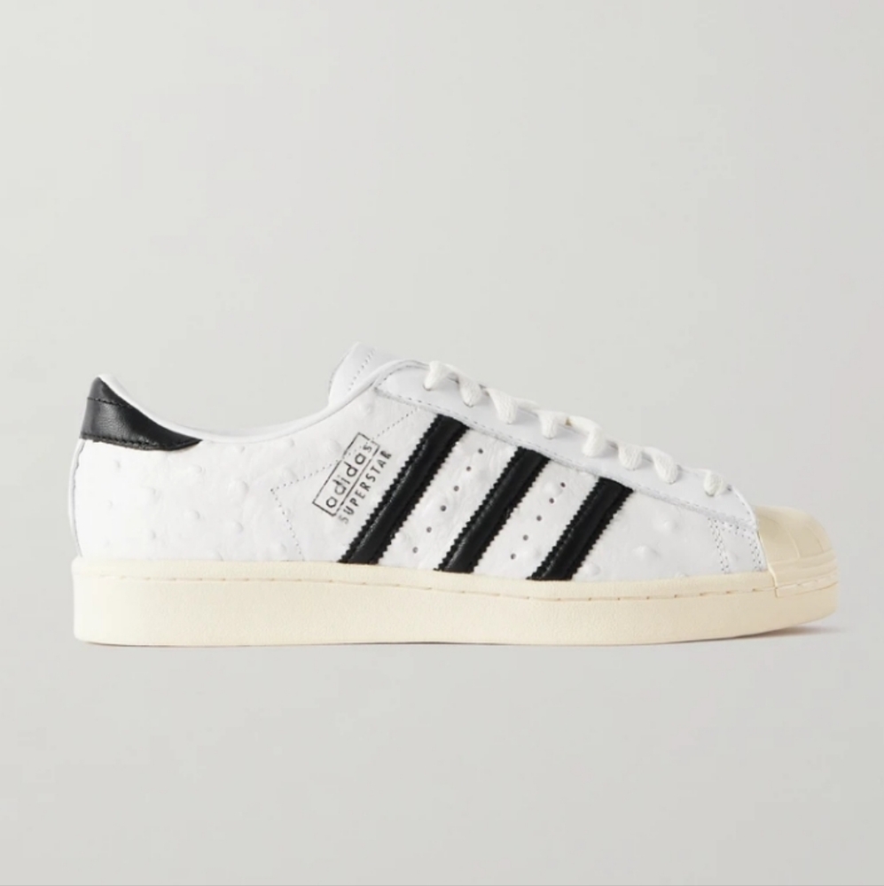 ADIDAS ORIGINALS Superstar Vintage Ostrich Effect Leather Sneakers,Women8, White